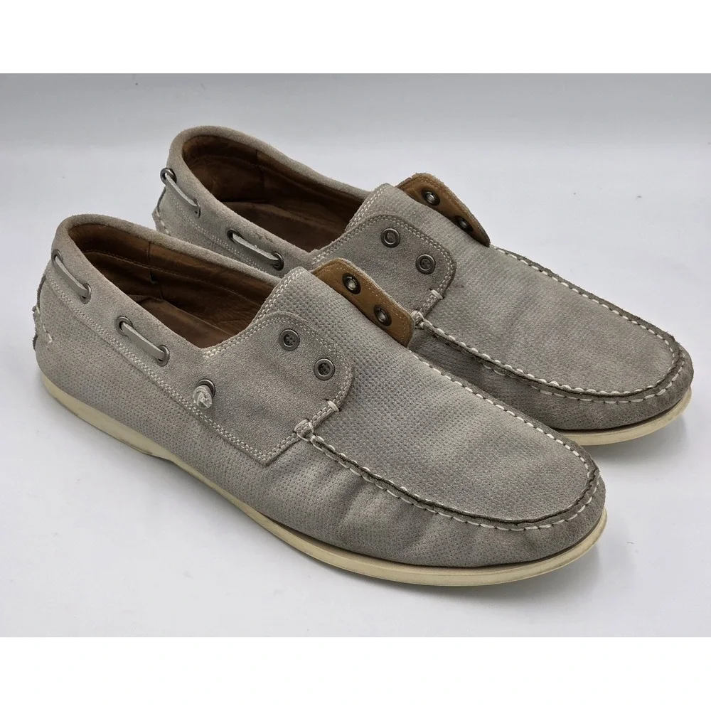 John Varvatos Men's Casual Slip-On Laceless Boat Shoes Size 11.5M Gray #F1543R2B